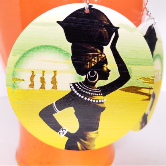 New Large African Queen Boho Chic Dangle Earrings - Picture 2 of 4